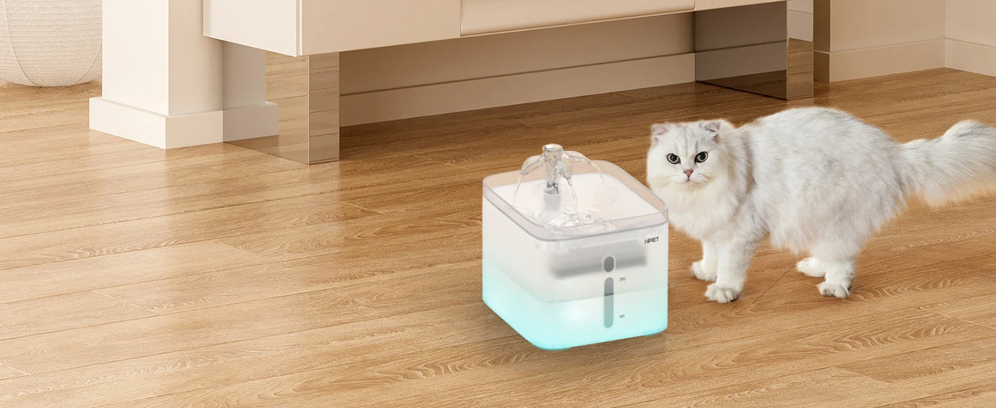 Smart LED Cat Water Fountain – 3L Automatic Pet Drinking Dispenser with Quadruple Filter