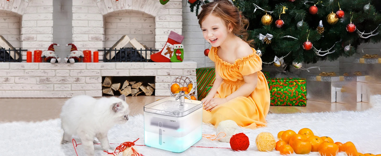 Smart LED Cat Water Fountain – 3L Automatic Pet Drinking Dispenser with Quadruple Filter