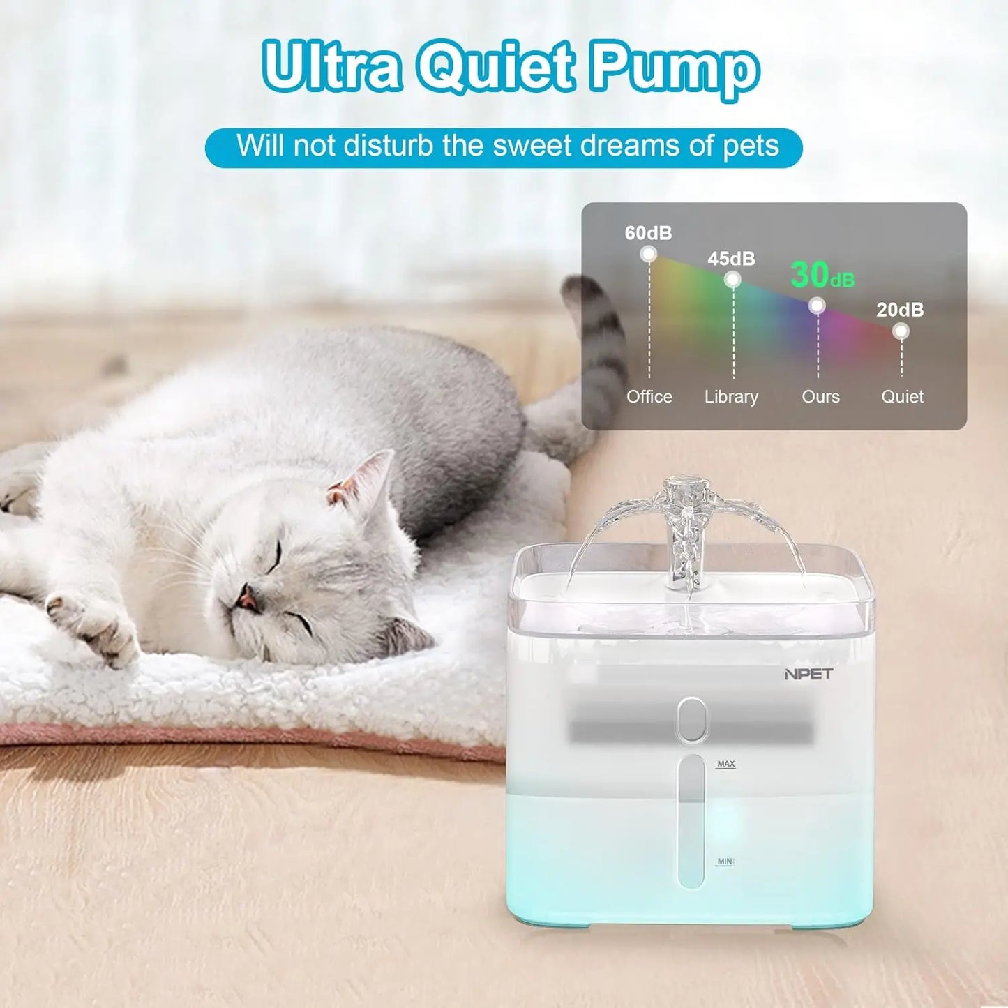 Smart LED Cat Water Fountain – 3L Automatic Pet Drinking Dispenser with Quadruple Filter