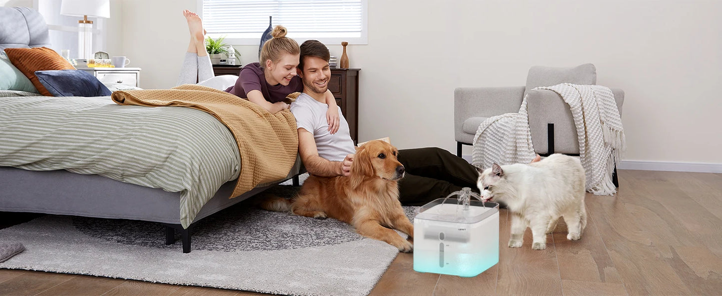 Smart LED Cat Water Fountain – 3L Automatic Pet Drinking Dispenser with Quadruple Filter